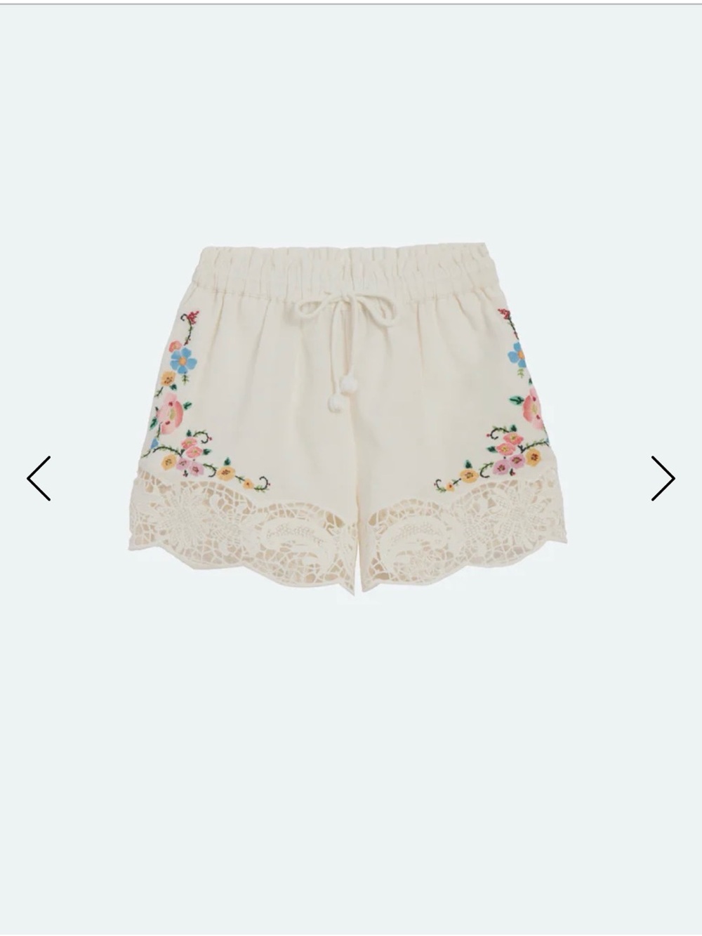 Sea New York Cream Embroidered Lace-Trim Kids Shorts